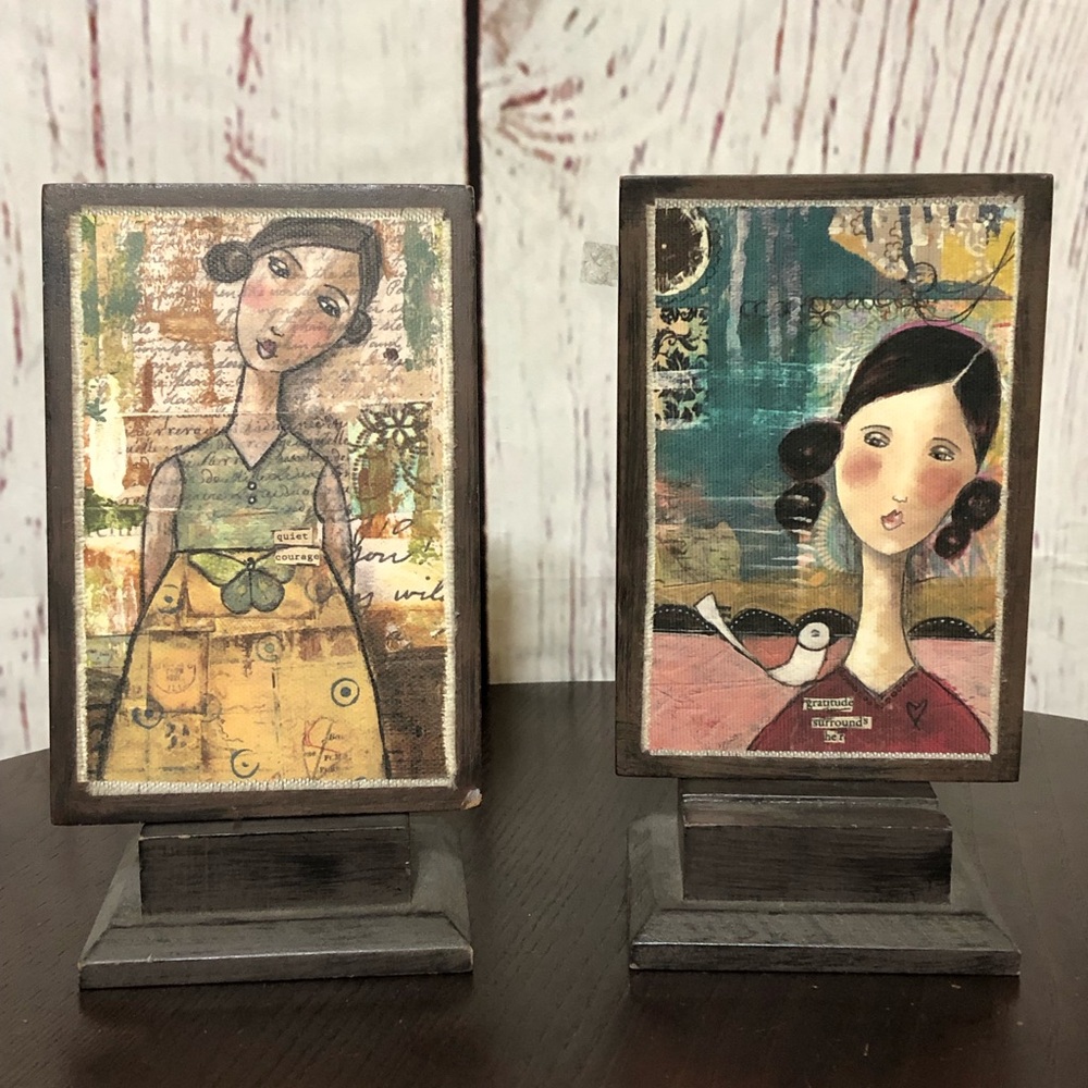 KELLY RAE ROBERTS  Wooden Frame Set with Colorful Illustrations Wall or table